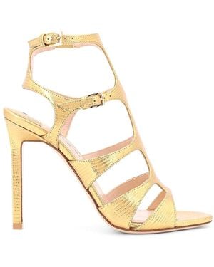 Tom Ford Laminated Leather Sandals With Coconut Effect - Metallic