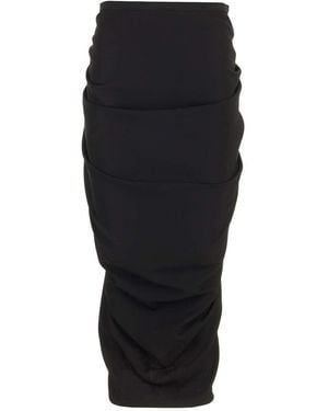 Dries Van Noten Wool Jersey Midi Skirt - Black