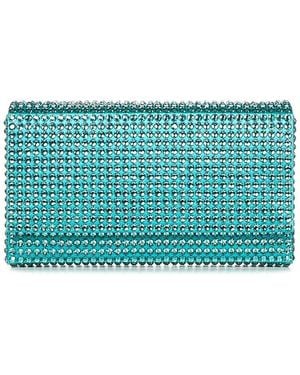 AMINA MUADDI Caribbean-Colored Satin And Crystals Clutch - Blue