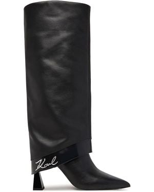 KARL LAGERFELD Debutante Fold Hi Leg Boot - Black