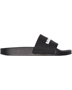 Balenciaga Logo Pool Sliders - White