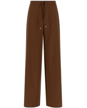 Max Mara Wool Canvas Fluid Jogging Pants - Brown