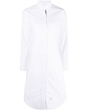 Thom Browne Logo-Patch Cotton Shirtdress - White