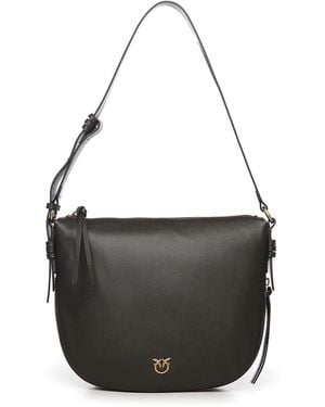 Pinko Leather Hobo Shoulder Bag - Black