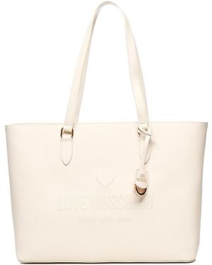 Love Moschino Love Embossed Tote Bag - Natural