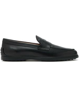 Tod's Calfskin Moccasin With Monogram Masks - Black