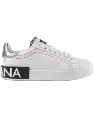 Dolce & Gabbana Leather Portofino Sneakers - White
