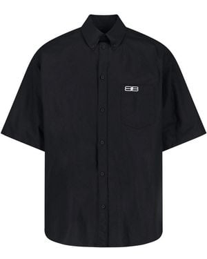 Balenciaga Oversized Logo Shirt - Black