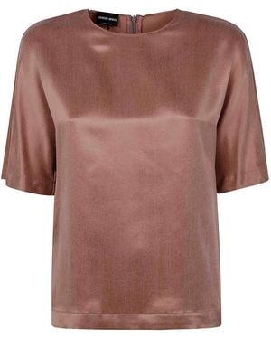 Giorgio Armani Fsc Viscosa Cupro Shirt - Brown