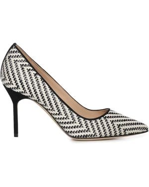 Manolo Blahnik Raffia And Leather Pumps - Metallic