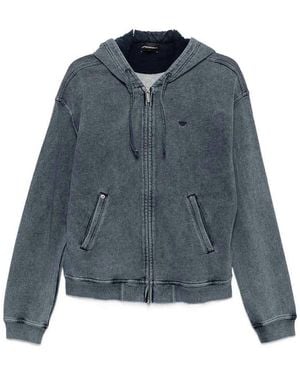 Emporio Armani Logo Cotton Hoodie - Blue