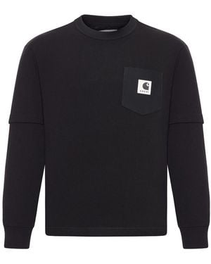 Sacai Cotton Jersey Long-Sleeve T-Shirt - Blue