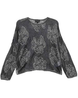 Emporio Armani Embroidered Crewneck Sweater - Gray
