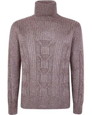 ZEGNA Cashmere And Silk Ribbed Turtleneck - Purple