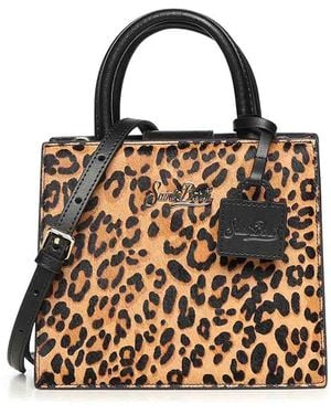 MC2 Saint Barth Mini Leopard Print Shopper Bag - Black