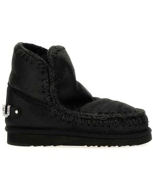 Mou Eskimo 18 Rhinestone Logo Ankle Boots - Black