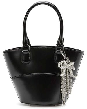 Self-Portrait Leather Shoulder Bag With Charms - Black