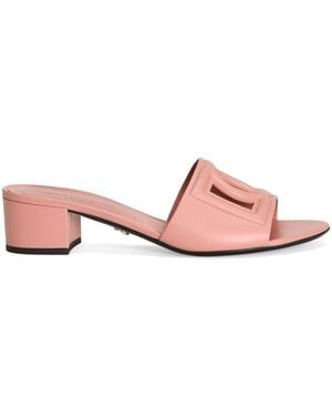 Dolce & Gabbana Dg Logo Leather Mule - Pink