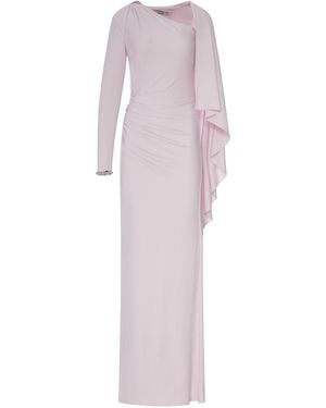 Self-Portrait Long Draped Jersey Dress - Pink