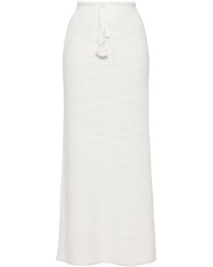 Self-Portrait Sequinned Pointelle-Knit Maxi Skirt - White