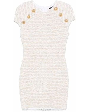 Balmain Tweed Mini Dress - White