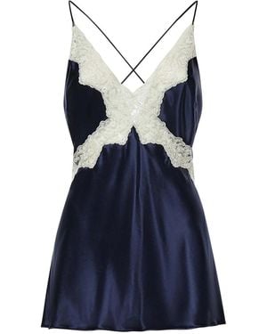 Alberta Ferretti Satin Top With Lace - Blue