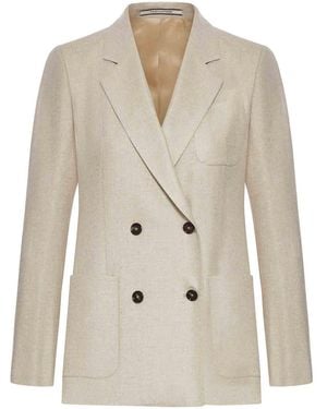 Tagliatore Donna Parigi Double-Breasted Silk Jacket - Natural