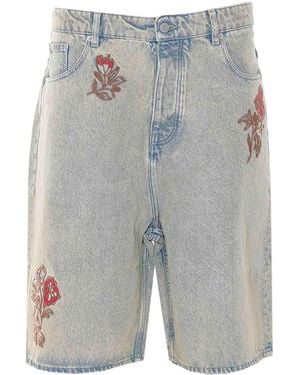 Drole de Monsieur Jean Dusty Brode Fleurs Shorts - Blue