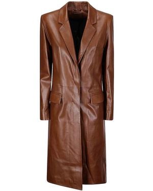 DESA NINETEENSEVENTYTWO Leather Redingote Coat - Brown