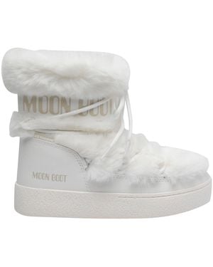Moon Boot Ltrack Tube Faux Fur Booties - White