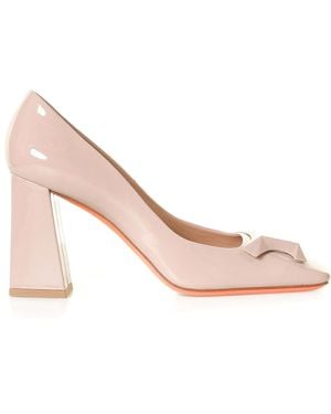 Santoni Powder Leather Audrey Pumps in Pink | Lyst