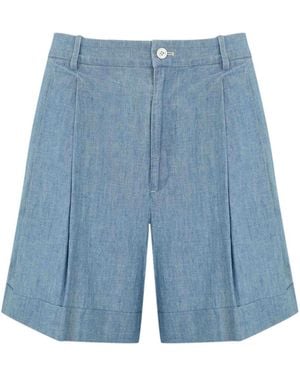 Polo Ralph Lauren Cotton Shorts With Pleats - Blue