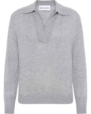 EMERSON RENALDI Deep Polo-Collar Jumper - Grey