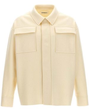 Jil Sander Wool Blend Shirt With Button Closure - Natural