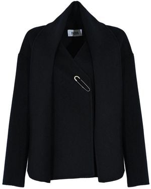Alpha Studio Wool Coat With Scarf Collar - Black