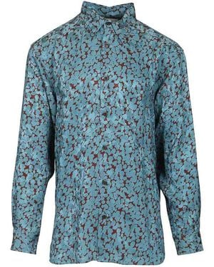 Dries Van Noten Shiny Satin Shirt - Blue