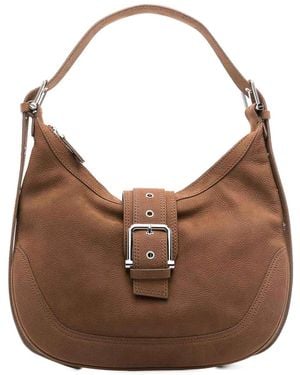 OSOI Leather Medium Hobo Brocle Shoulder Bag - Brown