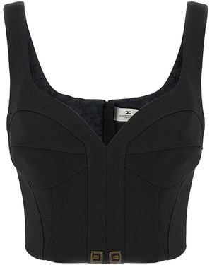Elisabetta Franchi Heart Neckline Top - Black