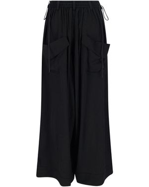 Y-3 Logo Wide-Leg Pants - Black