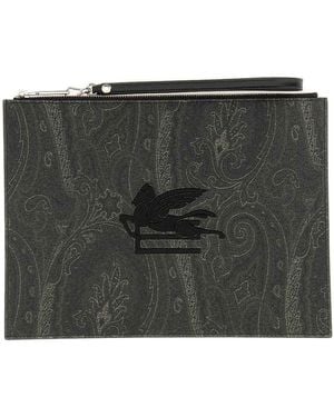 Etro Paisley Pouch With Pegasus - Black