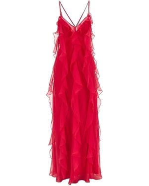 Alberta Ferretti Chiffon Dress - Red
