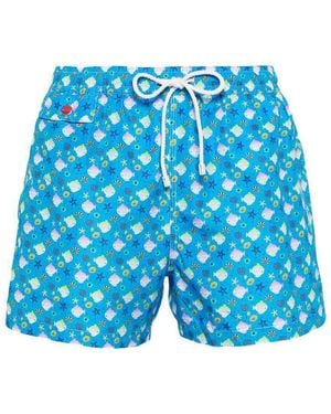 Kiton 'Printed Swim Shorts - Blue