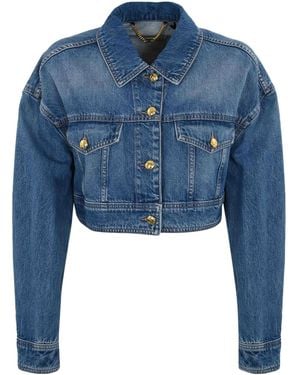 Elisabetta Franchi Oversized Cropped Denim Jacket - Blue