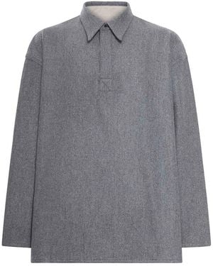 Ami Paris Long-Sleeved Wool Polo Shirt - Black