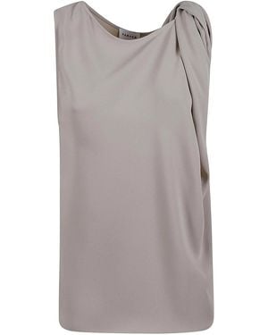 P.A.R.O.S.H. Single Shoulder Drape Top With Flowy Silhouette - Grey