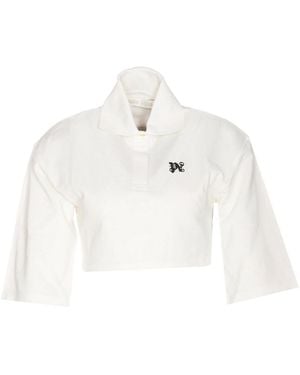 Palm Angels Polo Crop Monogram - White
