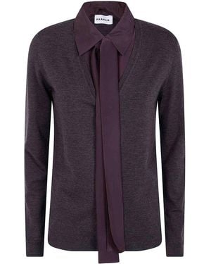 P.A.R.O.S.H. Wool Cardigan With Silk Parts - Blue