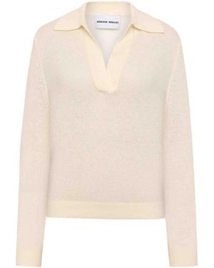 EMERSON RENALDI Deep Polo Collar Jumper - Natural