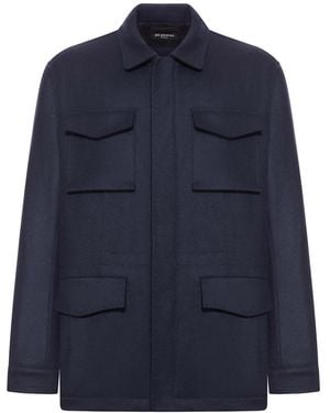 Kiton Multi-Pocket Cashmere Field Jacket - Blue