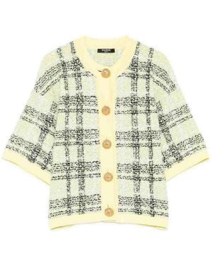 Balmain Check Tweed Cardigan - Metallic